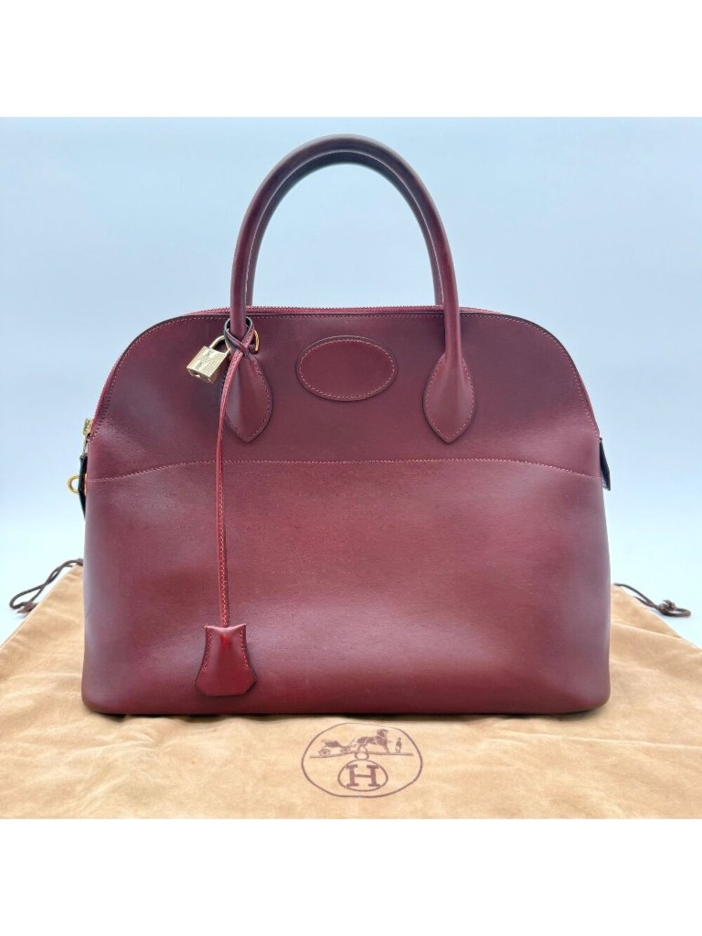 Hermes Bolide 35 Box Calf Rouge Ash Handbag
